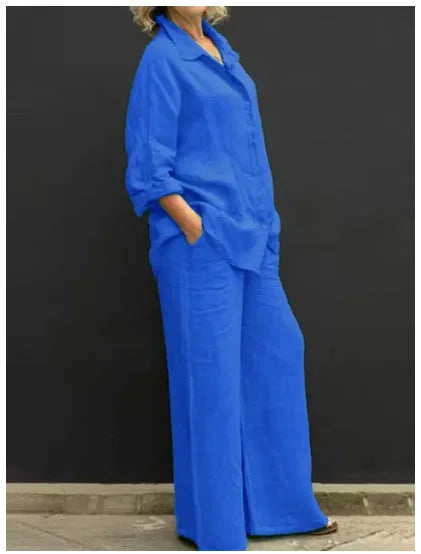 Linen Lapel Two Pieces Set