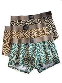 3Pcs/Set Boxers Men's Underwear Geometric Print Panties Casual Fashion Underpant Breathable Male Boxer Shorts Sports Homme Panty