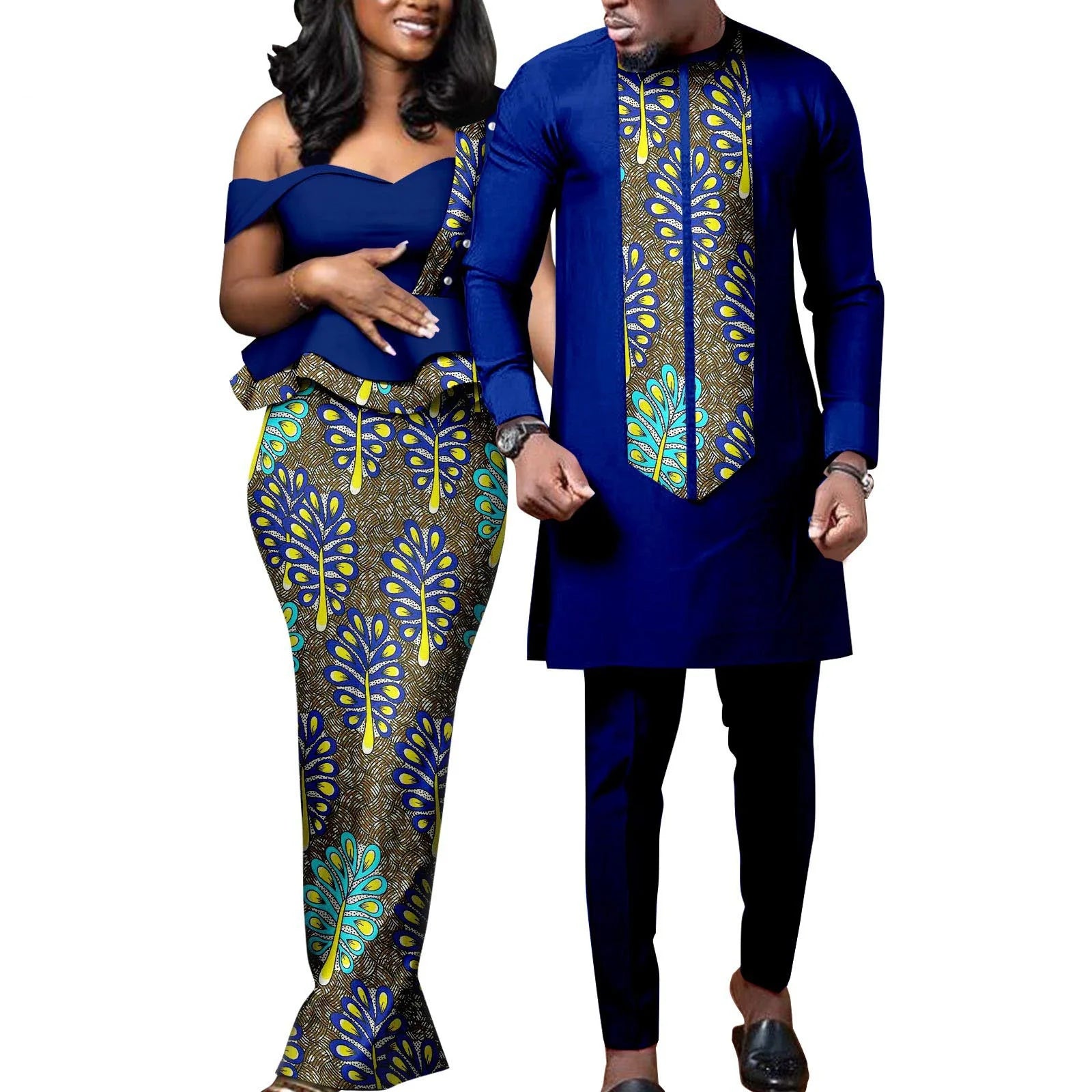 African Couple Dress Outfits Shirt and Pant for  Wedding