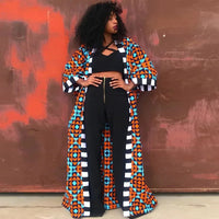 African Ethnic Print Loose Long Trench Coat Streetwear