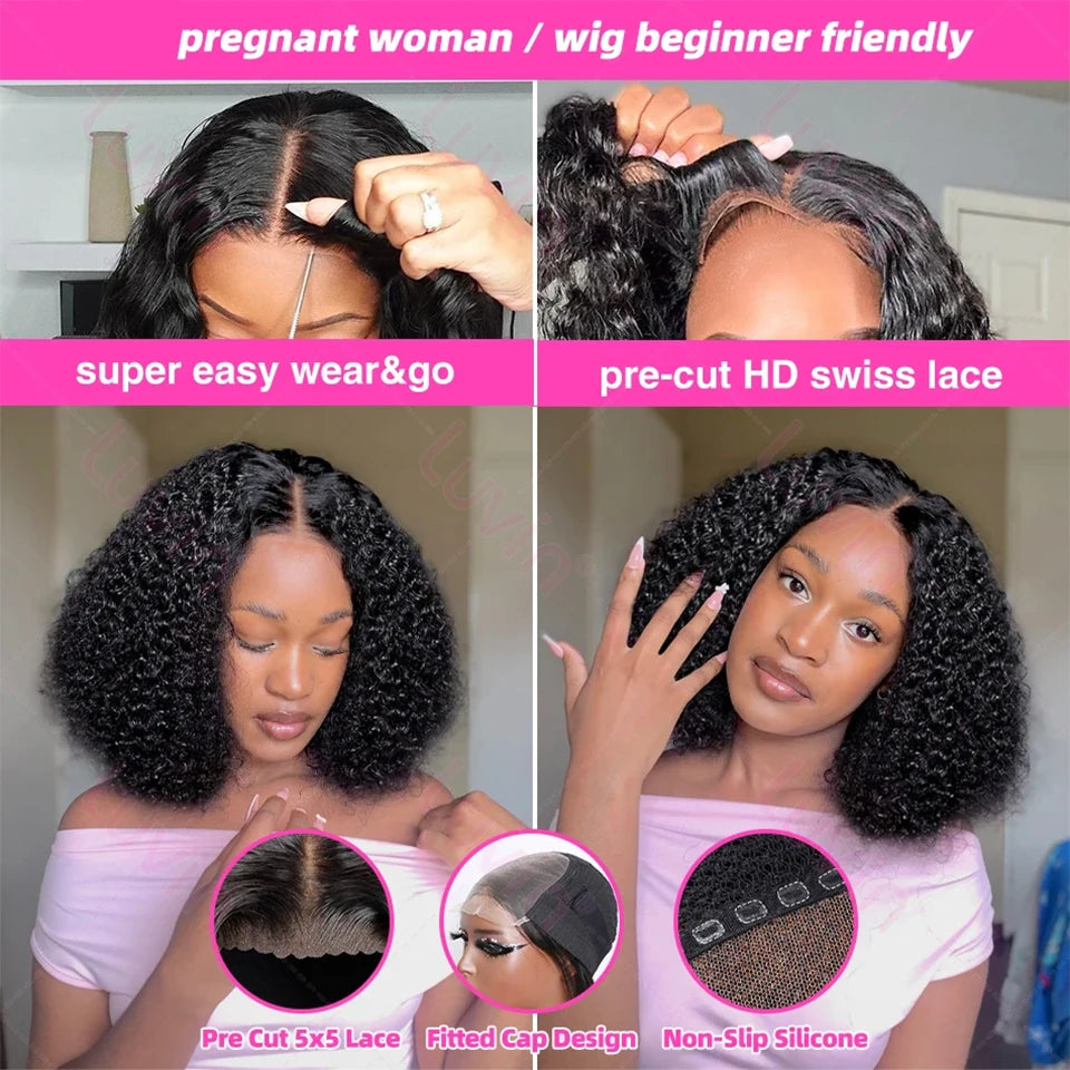 Short Bob Curly HD Lace Front Wigs