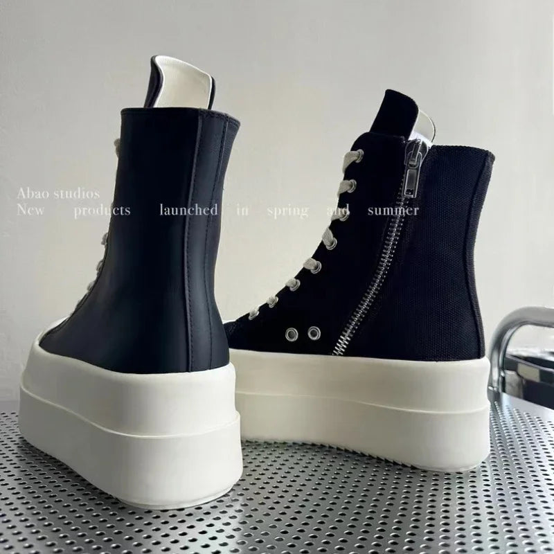 Women Punk High Top Flats Black Boots
