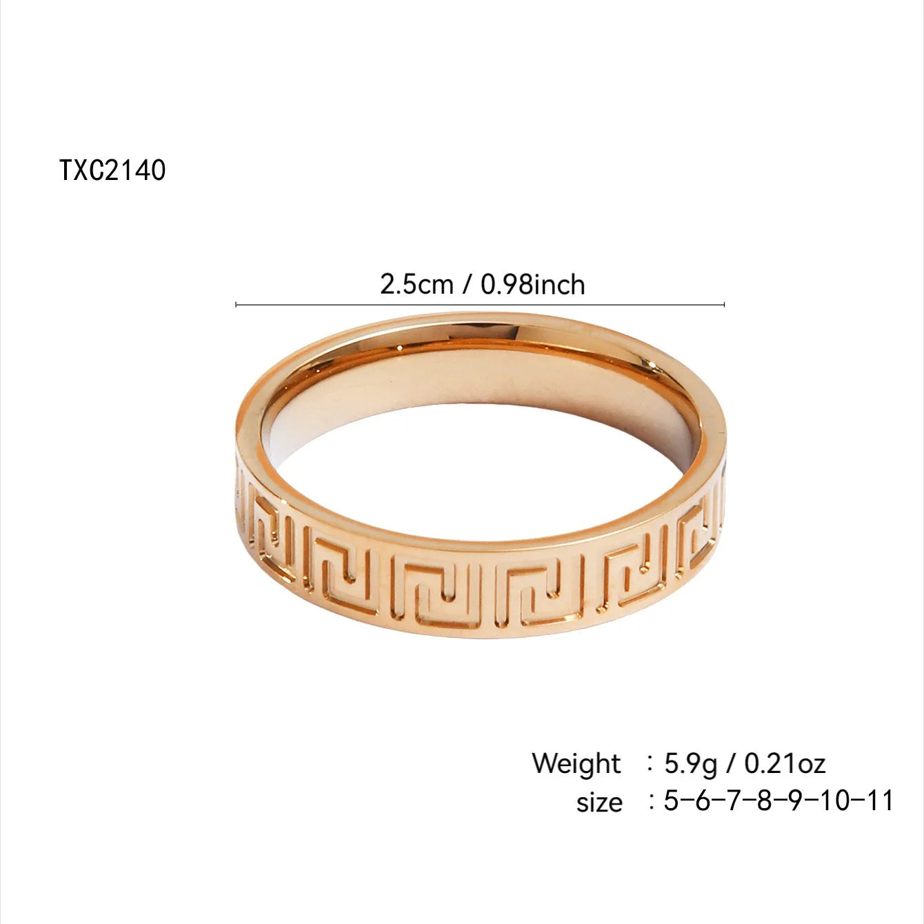 18K Gold, Great Wall Pattern, Four Leaf Flower, Cross Ring For Women