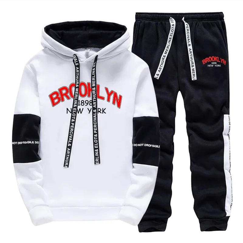 Mens Tracksuit Letter Printing Casual Sweatshirts Sweatpants 2 Pcs Set Quality Home Hoodie Suit Sports Jogging Mens Clothing
