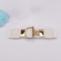 Women's Fashion Round Buckle Belt, Simple 4cm Wide Elastic Waistband, Decorative Temperament Waist Cincher