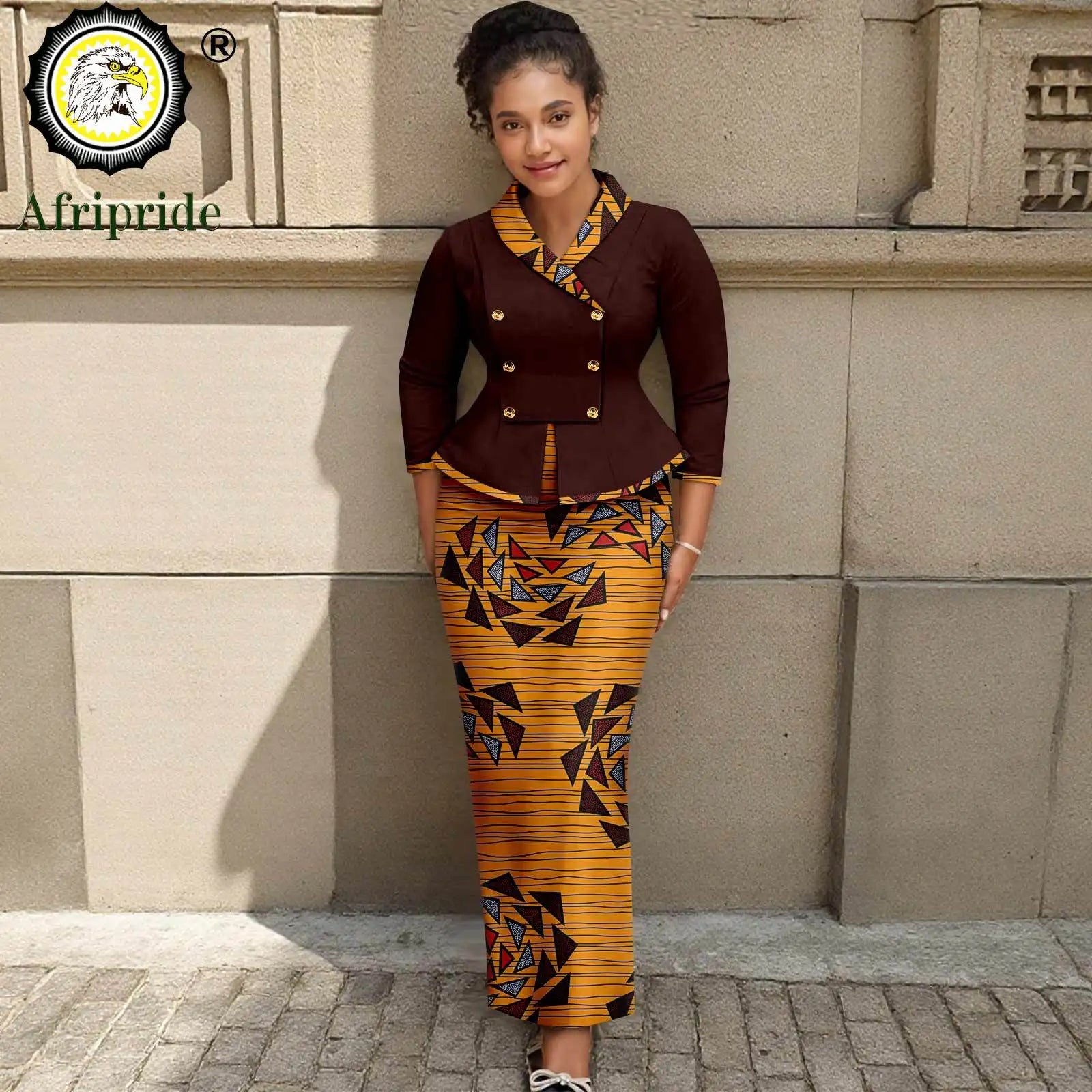 African Clothes for Women Double Breasted Blazer and High Waist Print Skirts 2 Piece Set Outfits Elegant Dashiki Outfits 2526070