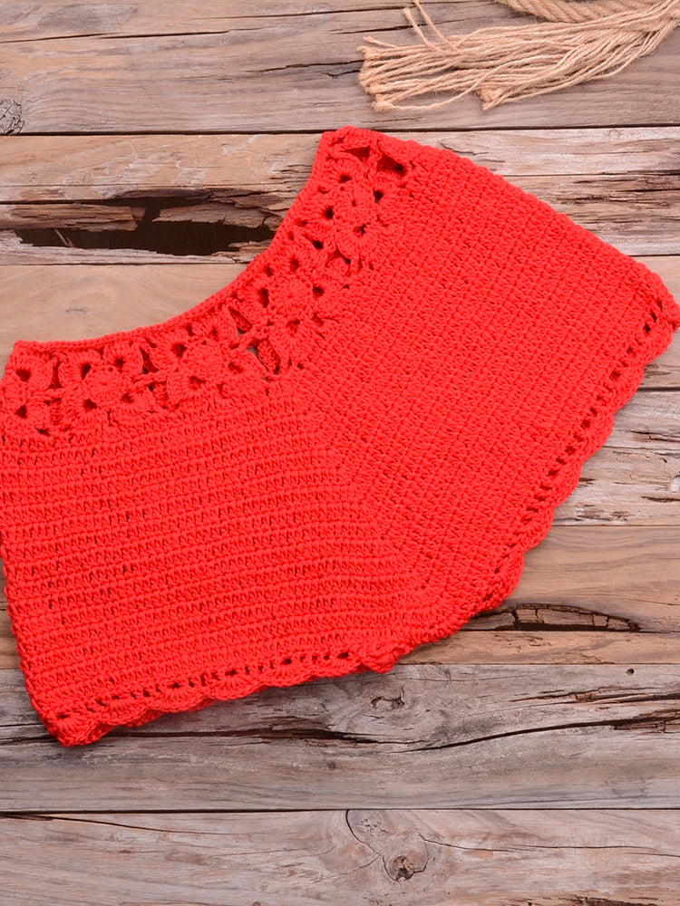 Crochet Bohemia Style Off Shoulder Bikini