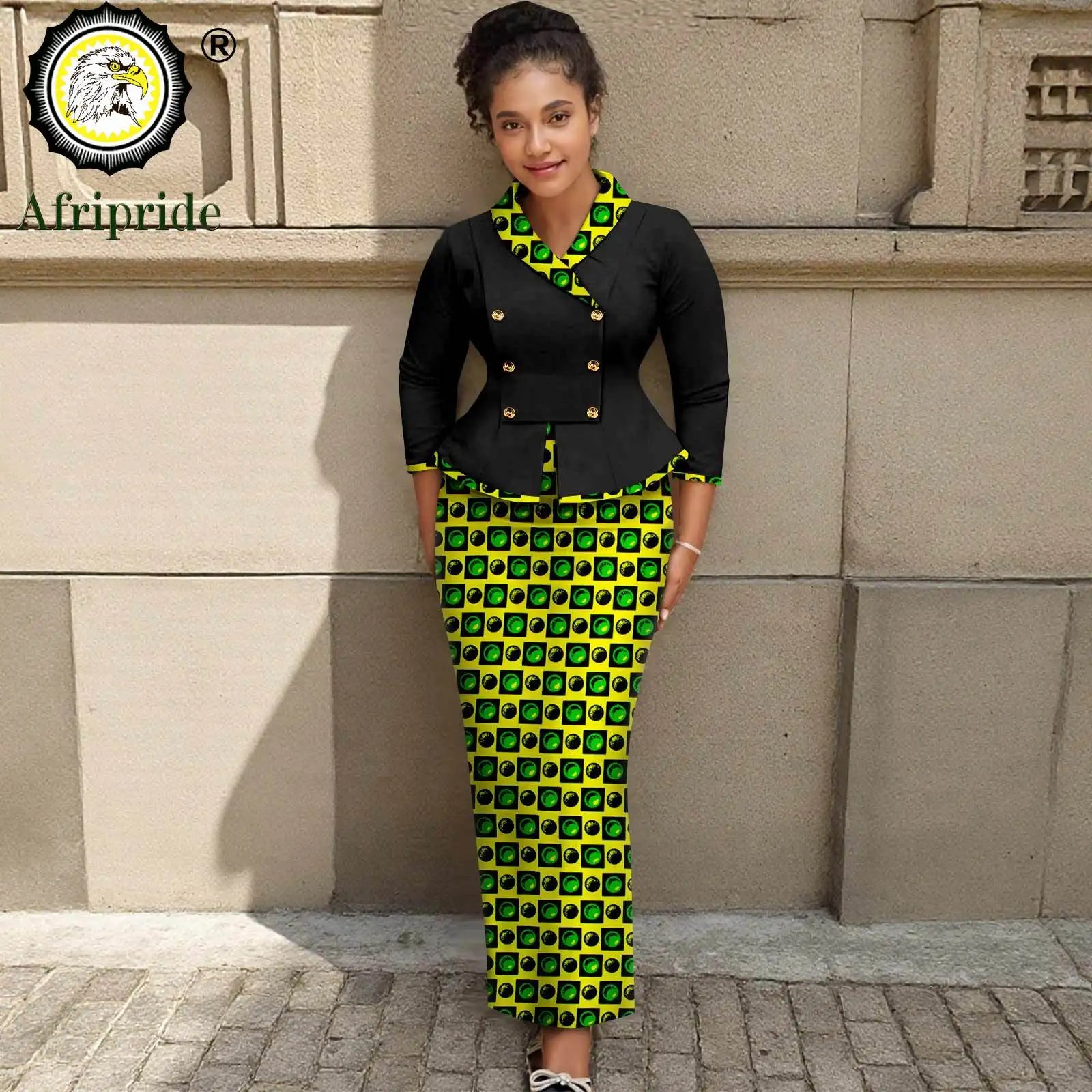 African Clothes for Women Double Breasted Blazer and High Waist Print Skirts 2 Piece Set Outfits Elegant Dashiki Outfits 2526070