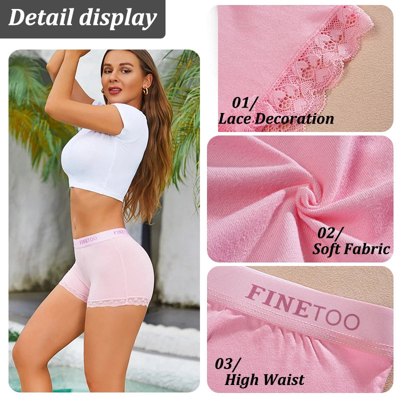 3Pcs Women's Lace Panties Cotton boxer briefs Seamless Sports Boxers Underwear Female Briefs Lingerie Intimate Underpant S-XXL