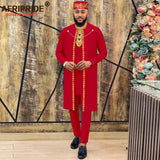 African Clothes for Men Agbada , Shirts, Pants, and  Hats 4 Piece Set - A2216013