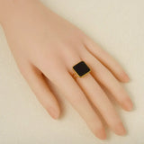 Elegant Ring Enamel Stainless Steel Rings For Women Men Accessories Flower Plant Jewelry Real Gold