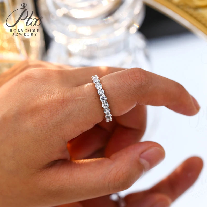 14K 18K Gold Plated Ring S925 Silver Pave Ring White Moissanite Ring