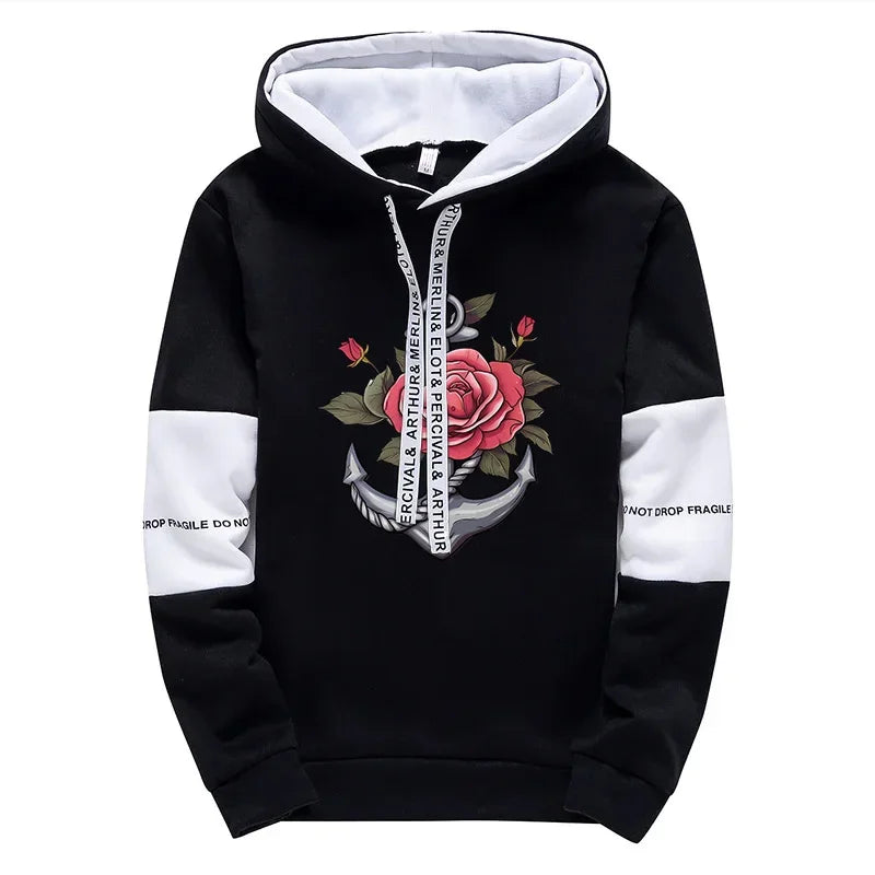 Street Retro Mens Tracksuit Printing Casual Sweatshirts Outdoors Sports Jogging Mens Clothing Quality Single Piece Hoodie Pants