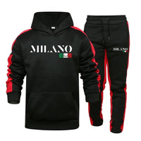 Mens Tracksuit Printed Casual Hooded Sweatshirt Sweatpants Set Autumn Winter Sports Jogging Mens Clothing Street Sportswear 2025