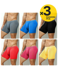 2pcs/3pcs/4pcs Long Leg Boxer Shorts for Men in Breathable Mesh Fabric Sport Underwear Randomly