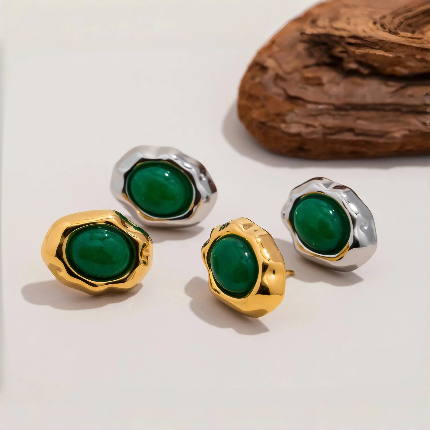 18K Gold Plated Stainless Steel with Gemstone