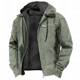 Men's Solid-Color Hooded Cotton Jacket