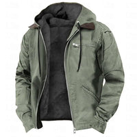 Men's Solid-Color Hooded Cotton Jacket