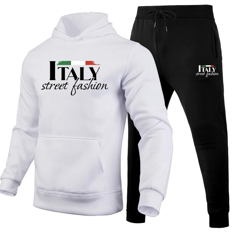 Mens Tracksuit Casual Printing Sweatshirt Sweatpants 2 Pcs Set Sports Jogging Mens Clothing Fashion Hoodies Sportswear Outfits