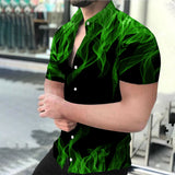 3D Flame Breathable Short Sleeve Shirt