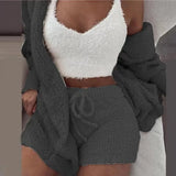 Fashion Solid Color Plush Three-Piece Set