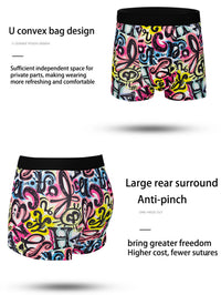 5-pack fashionable men's boxer shorts, comfortable, soft, fashionable, printed, casual and versatile men's underwear