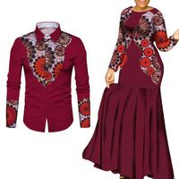 African Clothes for Couple African Clothing for Lovers Man's Woman's Long Party Maxi Dress WYQ