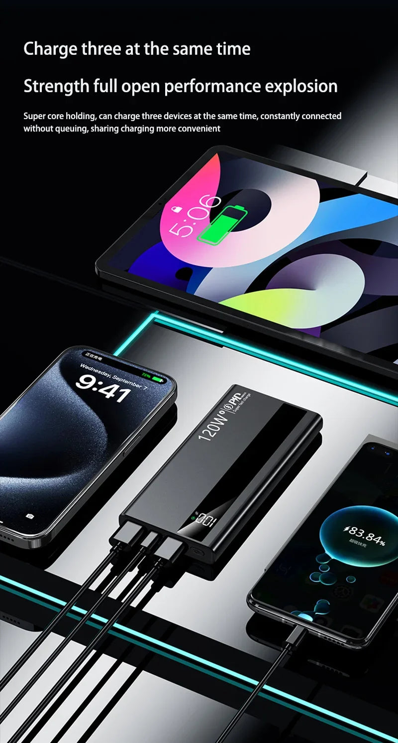 OnePlus 200000mAh Power Bank Large Capacity 120W Super Fast Charging PD20W Power Bank Digital Display Suitable  All Phones