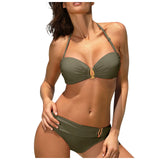 Women's Sexy Solid Color Neck Bikini Suits