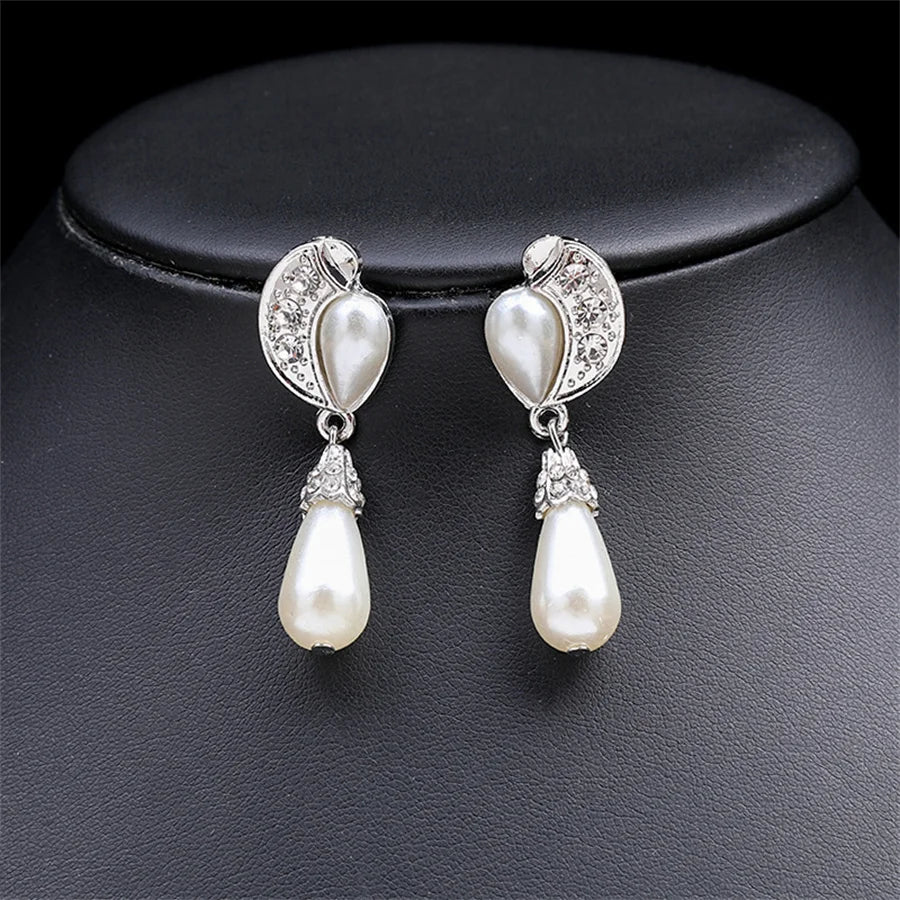 Personality flower Pearl Wedding Necklace Earring