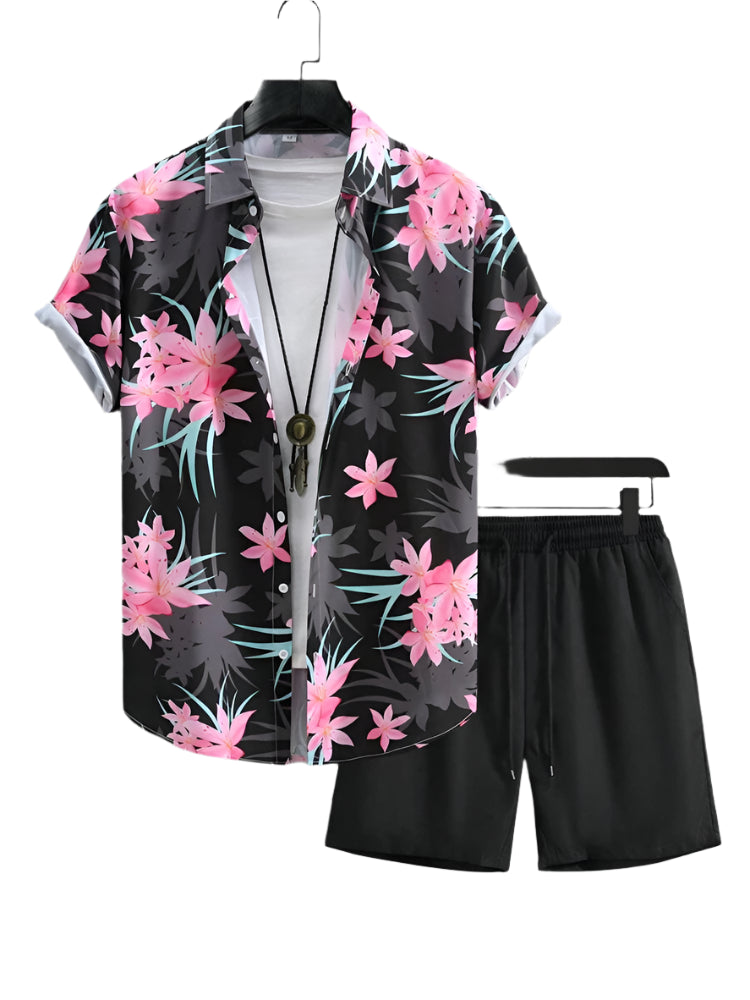 Outfit Floral Print Shirt and Shorts Set