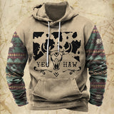 Men Hooded Vintage Print  Sweatshirt