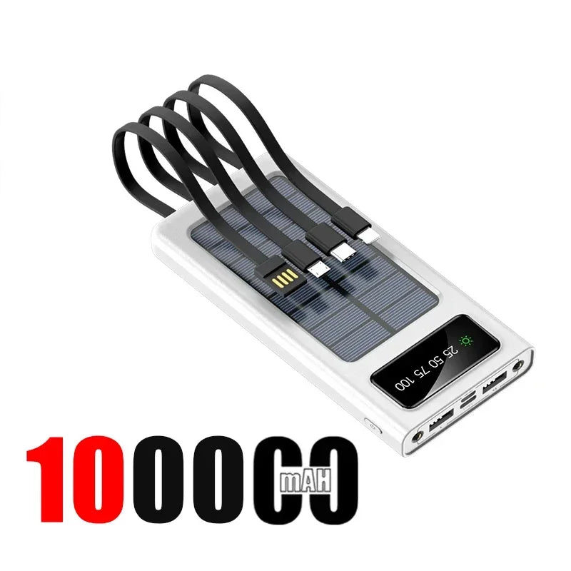 200000mAh 120W Solar Power Bank With Led Lamp Super Fast Charging Ultra High Capacity 4 Wire Digital Display External Battery