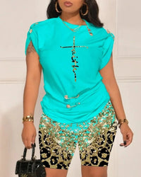 Women’s Elegant Digital Print Skirt Outfit