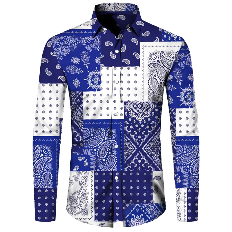Long Sleeve 3D Printed Retro Ethnic Style Shirt