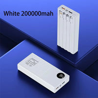 200000mAh 120W Power Bank Large Capacity Super Fast Charge Portable Power Bank With 4 Charging Cables LED Digital Display New