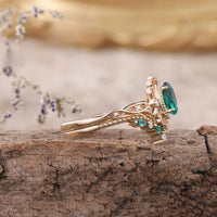 Classic Rose Gold Emerald Pair Ring for Women