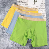 Men Ice Silk Sexy Underwear Long Leg Boxer Shorts Sports Breathable Mesh Thin Underpants Bulge Pouch Boxershorts Men See Through