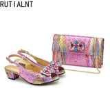 Fashion Italian Shoe and Bag Set with Rhinestone