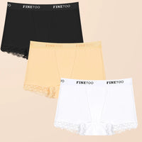 3Pcs Women's Lace Panties Cotton boxer briefs Seamless Sports Boxers Underwear Female Briefs Lingerie Intimate Underpant S-XXL