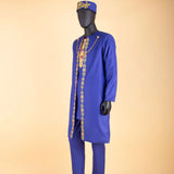 African Clothes for Men Agbada , Shirts, Pants, and  Hats 4 Piece Set - A2216013