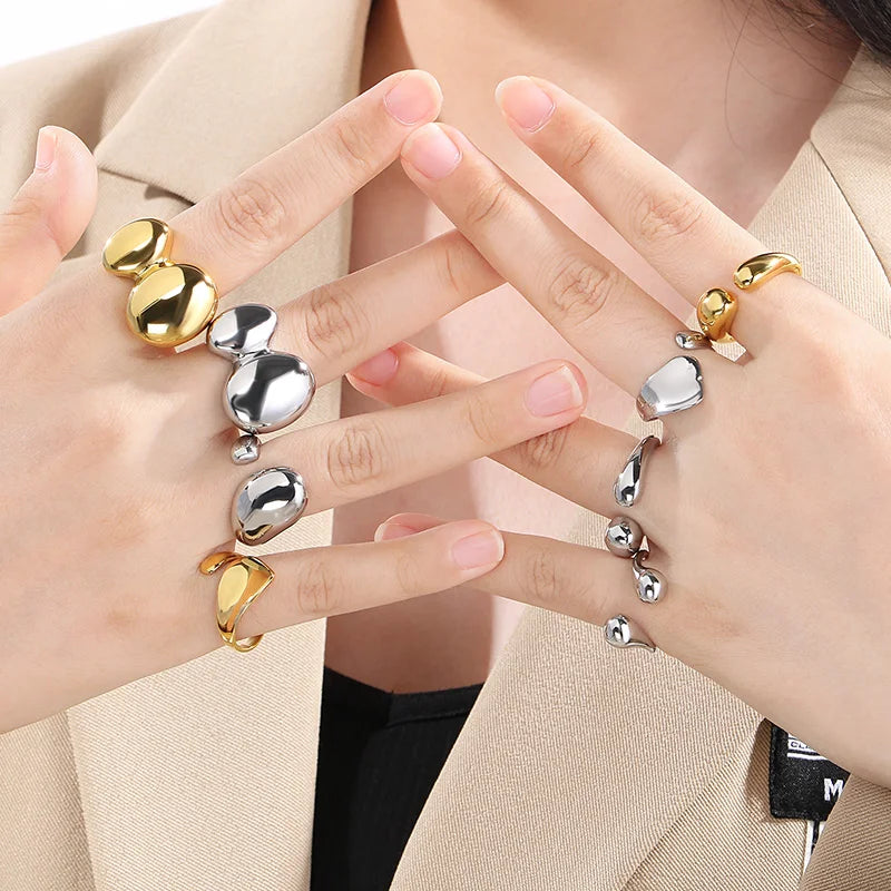 Luxury Rings Anillo Gifts For Women - Stainless Steel 304 - KR111374-GC