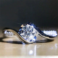 Sparkling 9 Women Shinning White Sapphire Wedding Ring Cubic Zirconia Jewelry Gifts Size 6-10
