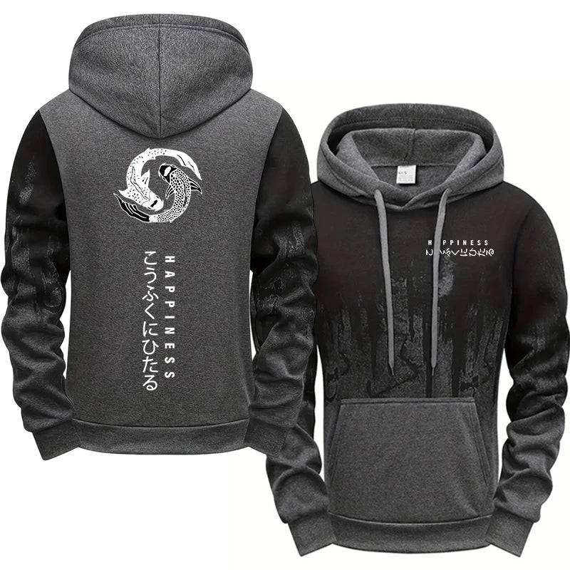 Casual Mens Tracksuit Printed Splash-ink Hooded Sweatshirts Outdoors Sports Jogging Mens Clothing Street Single Piece Tops Pants