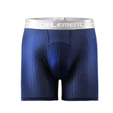 Men's Boxers Shorts Ice Silk Mesh Underwear Cueca Breathable U Convex Pouch Panties Man Middle Long Leg Underpants Large Size