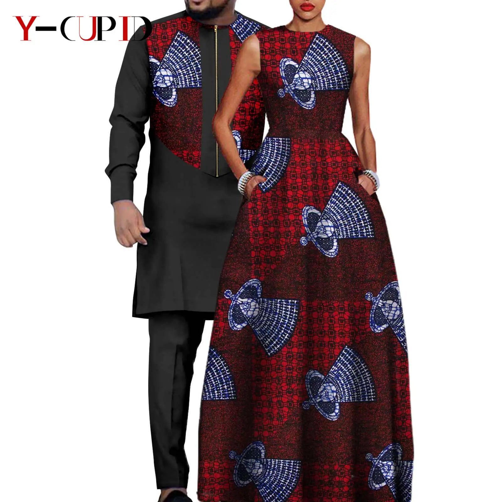 African Dresses for Matching Couple Outfits for Party Vestidos Y23C067