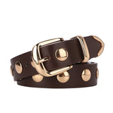 Women Studded Leather Belt Fashion Punk Style Ladies Belts for Jeans Dress Adjustable Waist Belt Rivet Decor