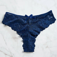 Deep V Lace Thong Ruffle Bra & Pajama Set