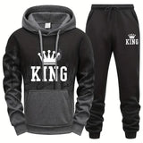 King Printing Mens Tracksuit Splash-ink Hooded Sweatshirts Casual Sports Jogging Mens Clothing Fashion Single Piece Tops Pants