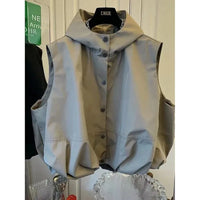 Double Pocket Casual Versatile Work Sleeveless Hooded Vest